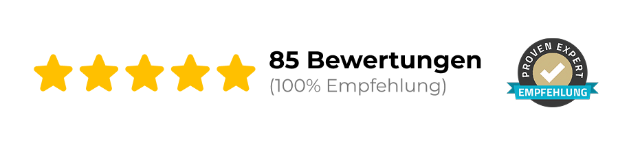 ProvenExpert Bewertungen Fünf Sterne und 100 % Empfehlung auf ProvenExpert